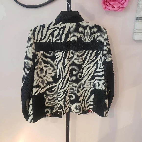 Chico's Black and White with Red Accents Animal Print Blazer - Picture 2 of 4